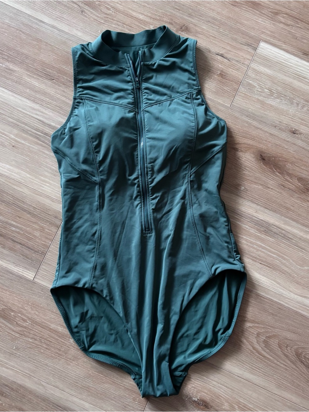 Calia sleeveless paddle suit Zip Front One-Piece Swimsuit in green size 12 euc